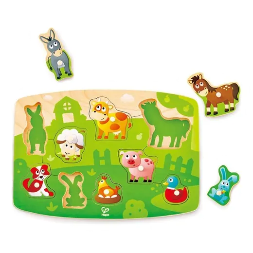 Hape FARMYARD PEG PUZZLE ხის ფაზლი