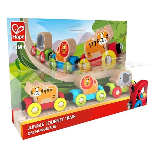 HAPE Jungle Journey Train ხის სათამაშო ცხოველები