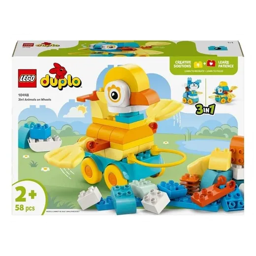 LEGO DUPLO 10448 3IN1 ცხოველები ბორბლებზე 58ც