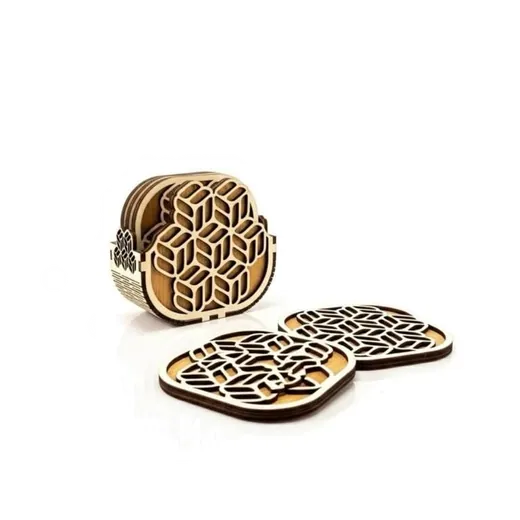 Mandala Woodmat 6ც ჭიქის დასადები