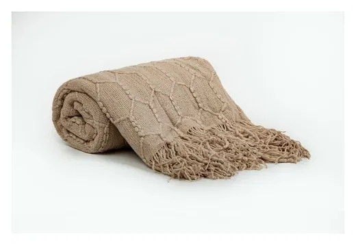 პლედი - HONEYCOMB KNITTED ACRYLIC SOFA THROW 130X170 CM BEIGE