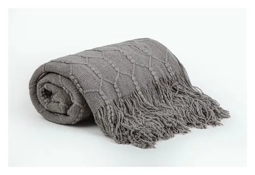 პლედი - HONEYCOMB KNITTED ACRYLIC SOFA THROW 130X170 CM LIGHT GREY