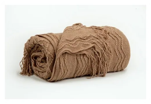 პლედი - ZIGZAG KNITTED ACRYLIC SOFA THROW 130X170 CM MOCHA