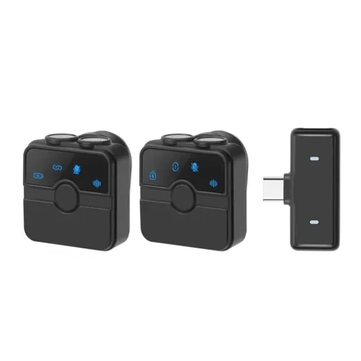 PULUZ Wireless 2x Microphone with case უსადენო სამკერდე მიკროფონი Type-C